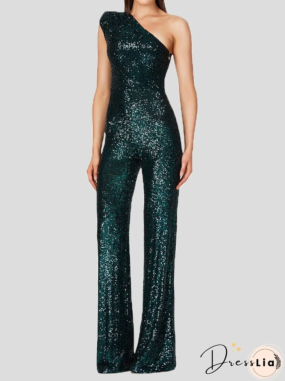 Women'S Jumpsuits One-Shoulder Sequined Slim-Fit Jumpsuit