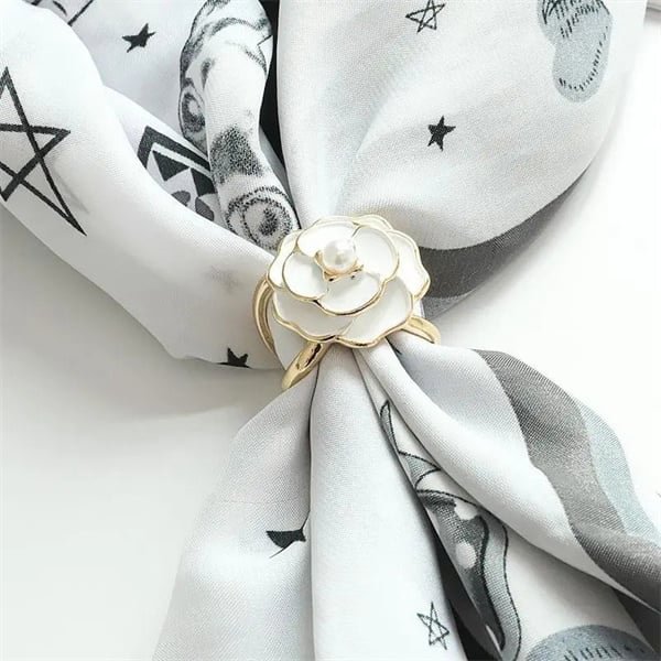 Women's Elegant Pearl Floral Scarf Ring Clip🔥Buy 3 Get 1 Free