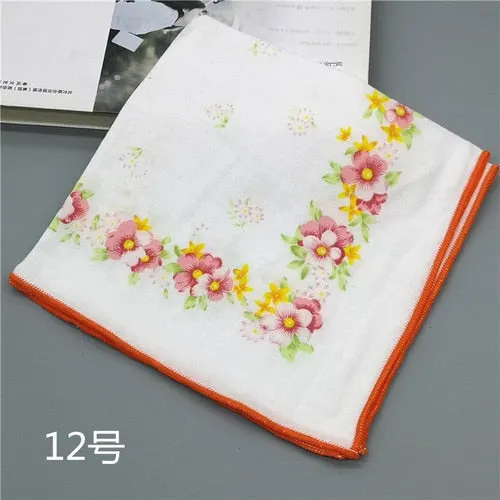 Handkerchiefs Women Kawaii Printing Simple Square Towel Pocket Elegant All-match Womens Leisure Female Cute Handkerchief Cotton
