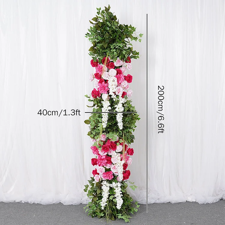 A7790 Wedding Background Arch Frame Decor Green Tropical Plants Rose Floral Arrangement