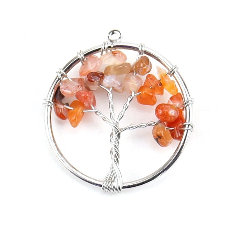Minimalist Lucky Tree Natural Stone Agate Pendants