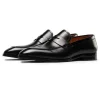 Handmade Mens Black Leather Loafers Dress Shoes