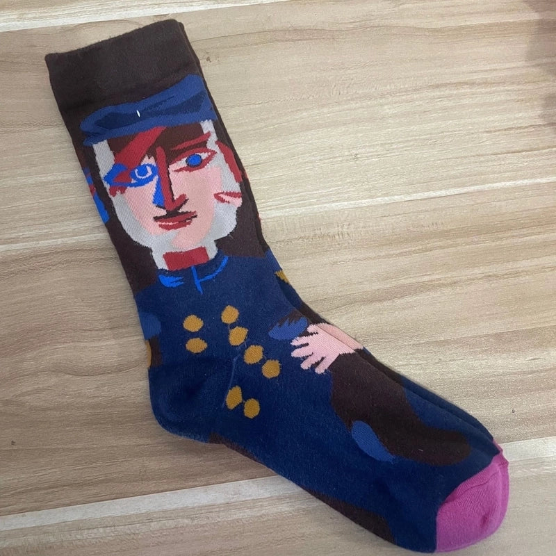 Women’s Minimalist Human Houndstooth Cotton Crew Socks A Pair