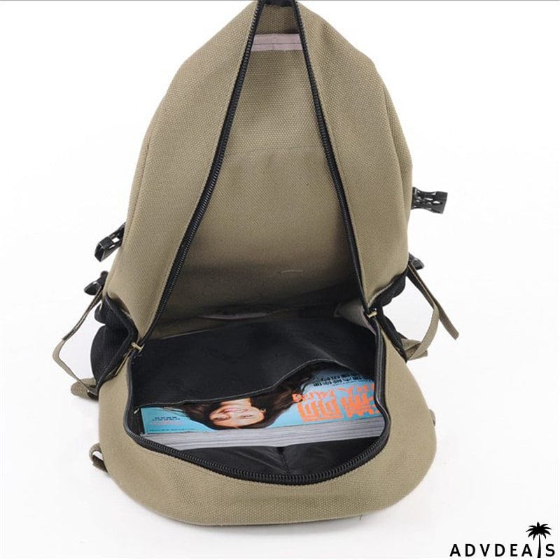 Unisex Multi-Pocket Spacious Interior Canvas Traveling Top-Handled Backpack