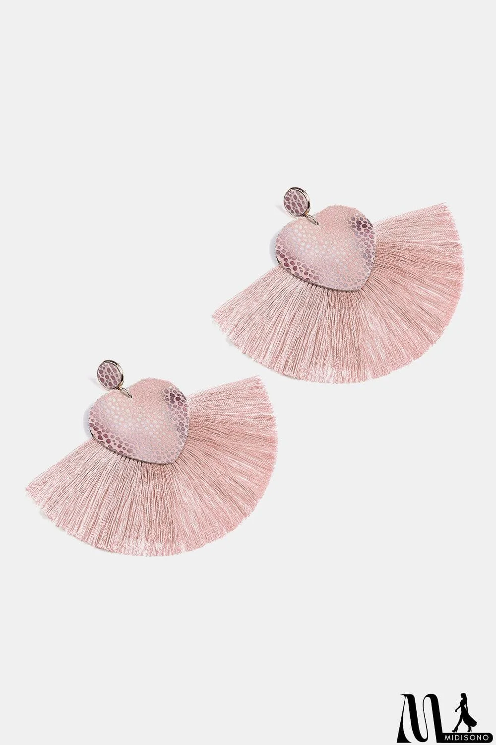 MidiSono - Heart Shape Fringed Dangle Earrings