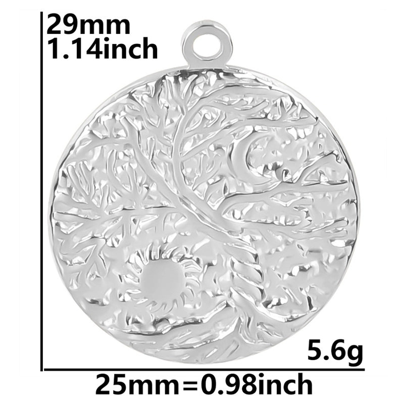 3 Pieces 304 Stainless Steel Round Pendant