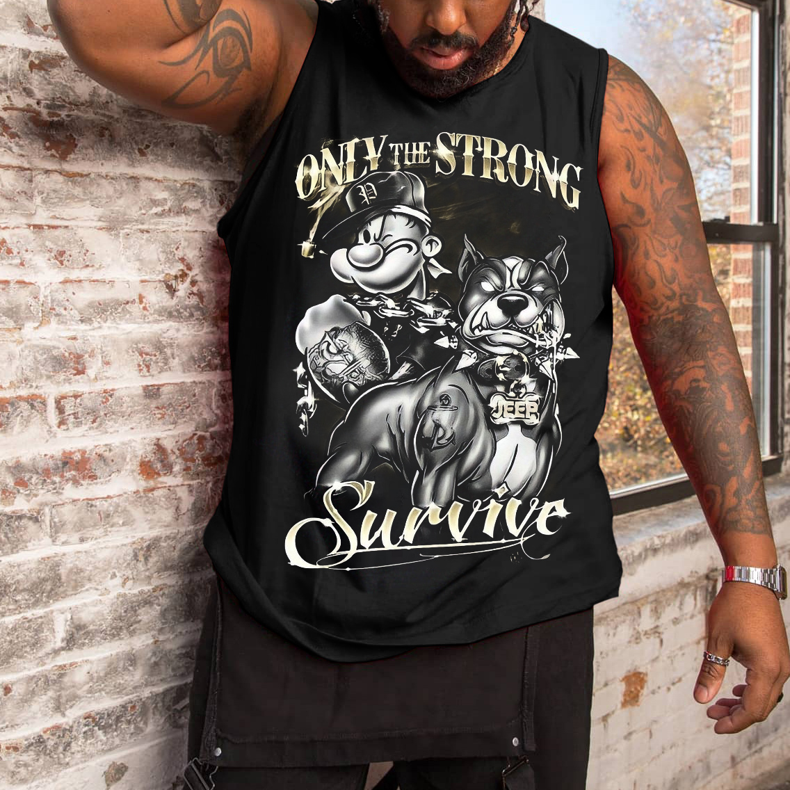 Plus Size Men's Print Tank Top