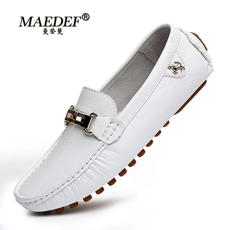 Canrulo MAEDEF Large Size 48 Men's Loafers Soft Moccasins High Quality Spring Autumn Genuine Leather Shoe Men Casual Flats Driving Shoes