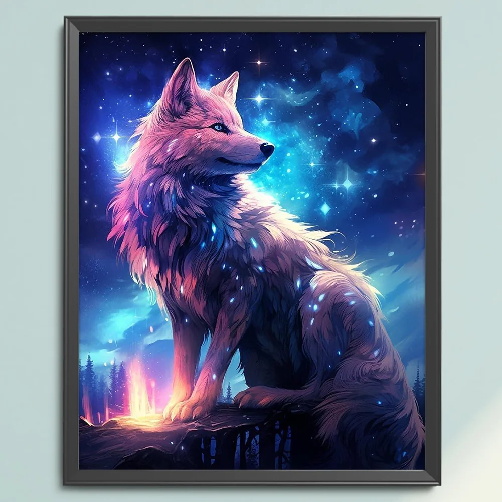 9CT Full Stamped Cross Stitch Bead Embroidery- Wolf(Canvas|41*50CM)