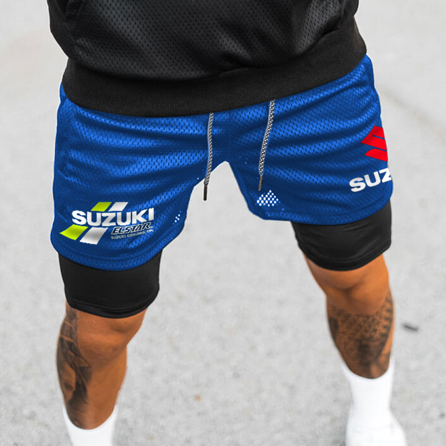 Motorcycle Icon Print Double Layer Shorts / TECHWEAR CLUB / Techwear