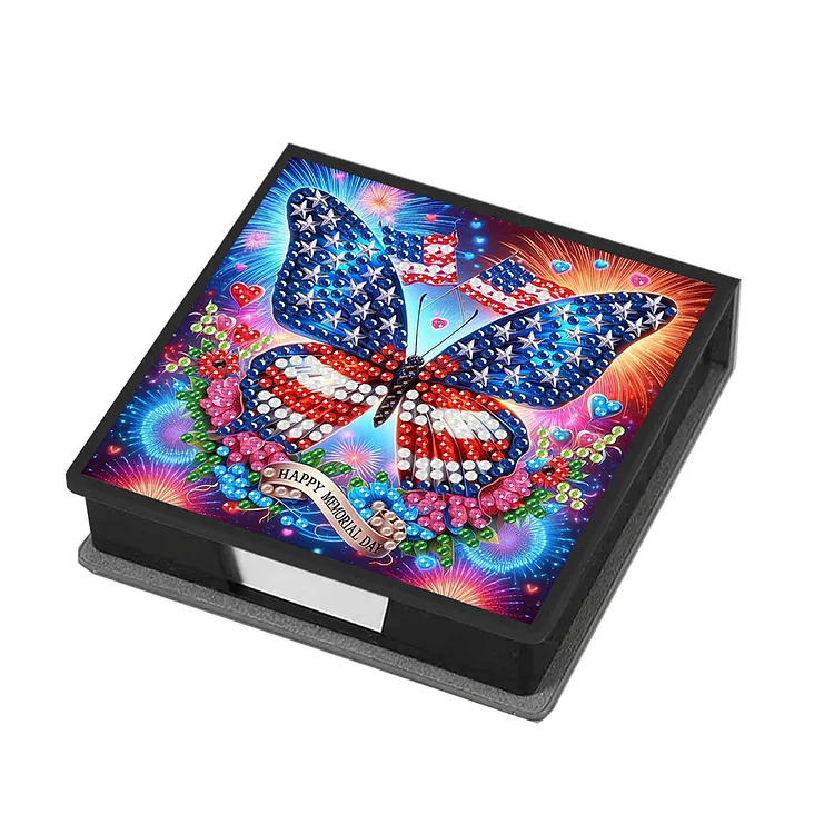 Independence Day Butterfly Leather Diamond Painting Notecard Box for Beginners