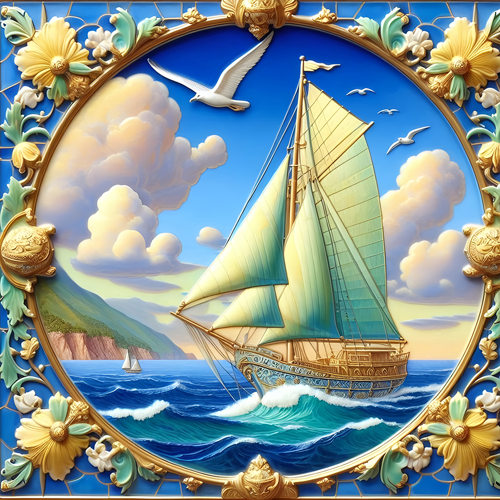 Sailboat Diary 40*40cm(canvas) full round drill diamond painting