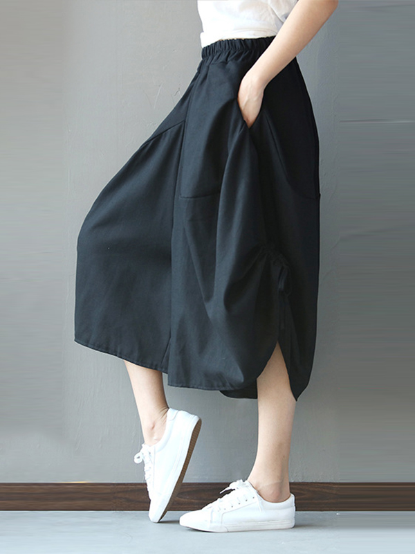 Elasticity Solid Color Loose Ninth Pants Casual Pants Bottoms