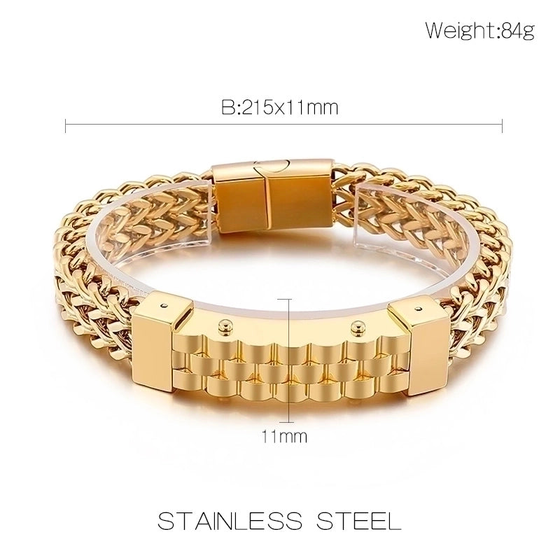 Hip-Hop Rock Solid Color Titanium Steel Plating 18K Gold Plated Men’S Bracelets