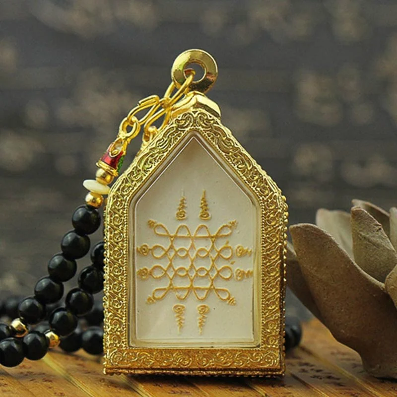 Obsidian Buddha Compassion Beaded Pendant Necklace