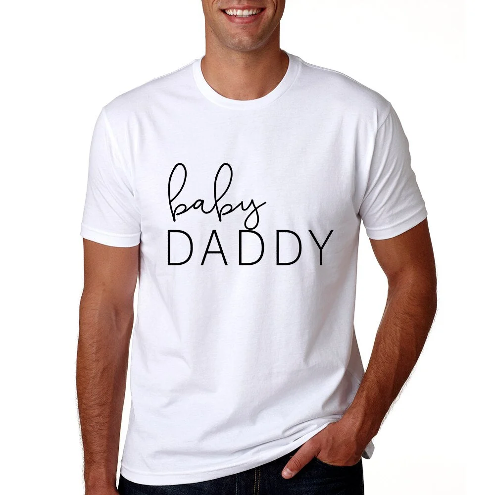 Baby Daddy Baby Mama Pregnancy Announcement Shirts Mom and Dad T Shirt Funny Matching Couple Maternity Tops Tee