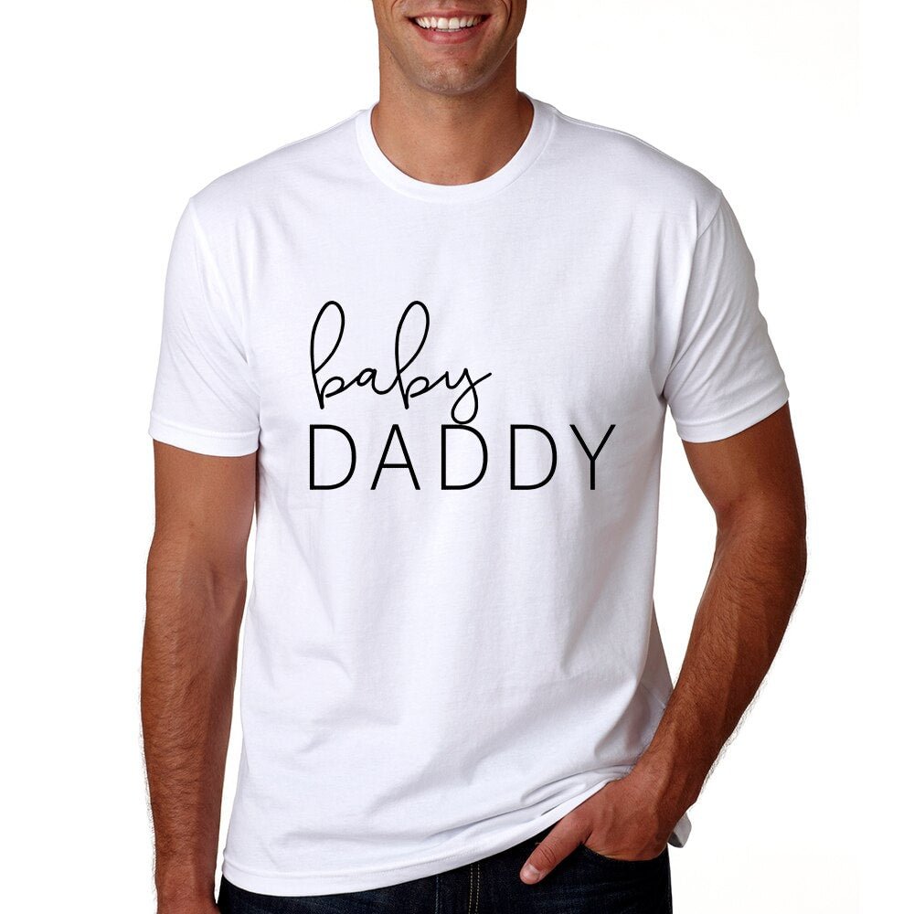 Baby Daddy Baby Mama Pregnancy Announcement Shirts Mom and Dad T Shirt Funny Matching Couple Maternity Tops Tee
