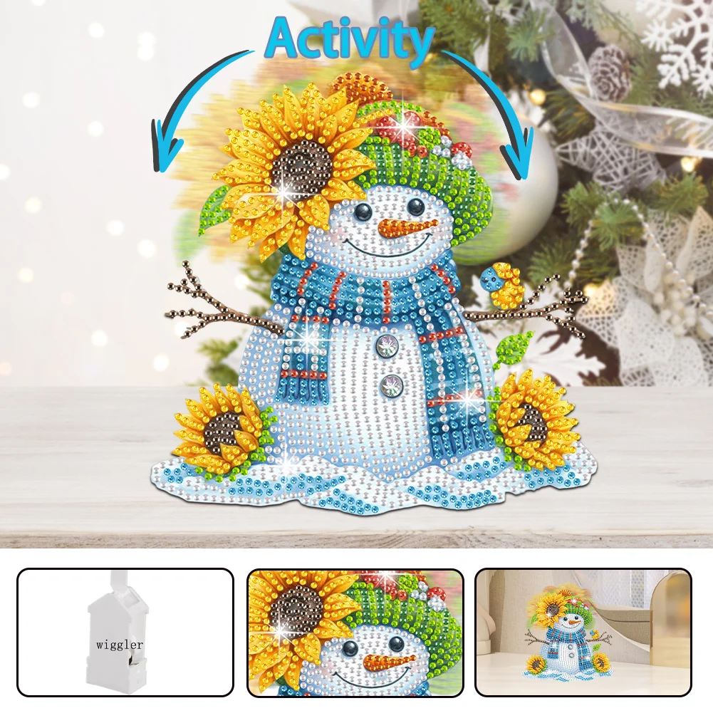 5D DIY Acrylic Shaking Head Sunflower Snowman Diamond Painting Desktop Decors for Home