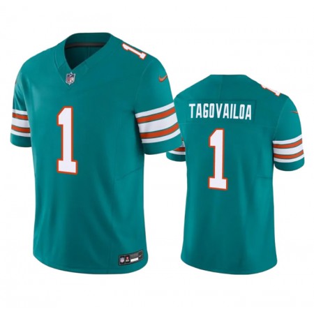 Men's Miami Dolphins #1 Tua Tagovailoa Aqua 2023 F.U.S.E Vapor Limited Stitched Football Jersey EZJE