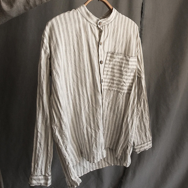 Mens Striped Linen Shirt