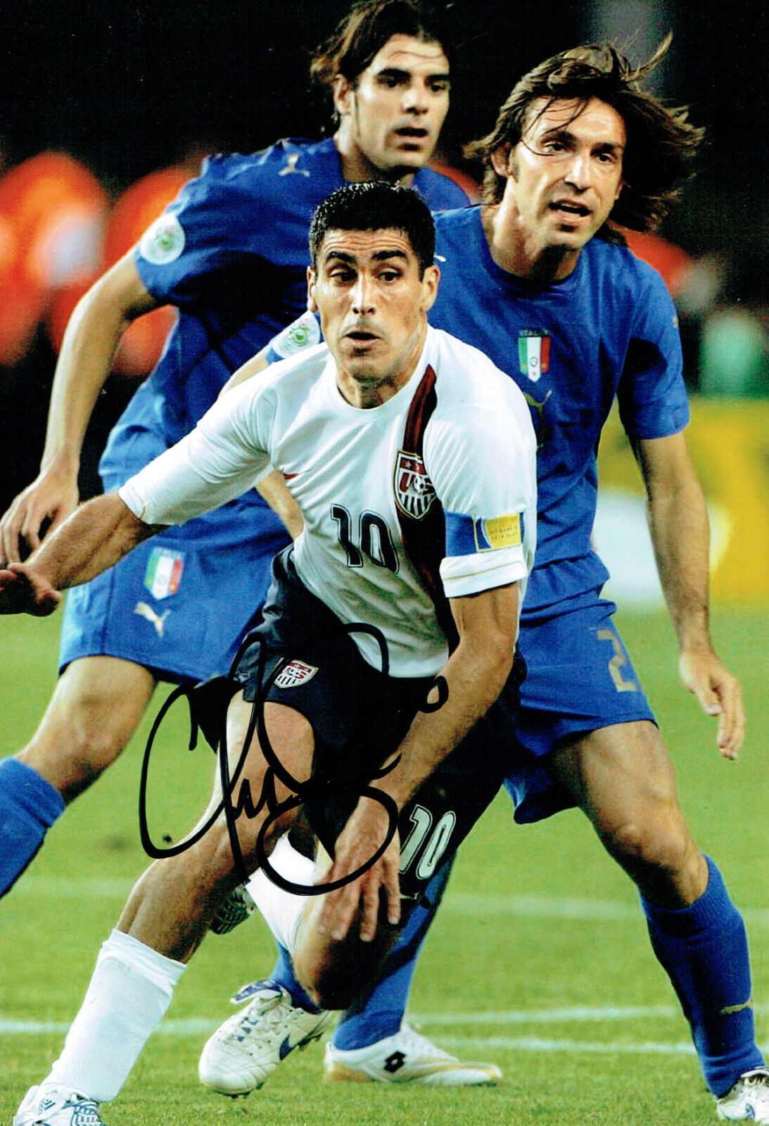 Claudio REYNA Signed Autograph 12x8 USA World Cup Football Photo Poster painting AFTAL COA