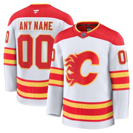 Youth Calgary Flames  White Away Custom Jersey