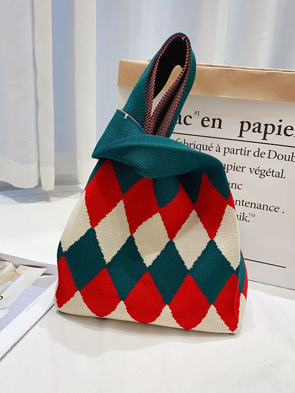 Urban Rhombic Contrast Color Bags Accessories Handbags