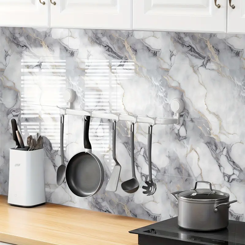 10pcs self adhesive wall tiles waterproof and moisture proof pvc wall decoration 11 8x11 8 inches each 0 9m2 coverage artificial marble tile stickers for kitchen and bathroom renovation details 4