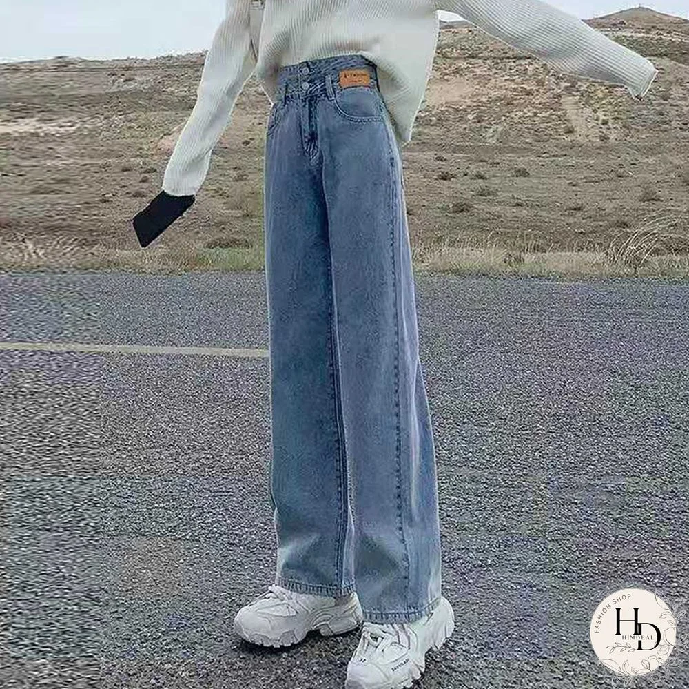 Autumn All Match Blue Denim Jeans Women High Waist Straight Casual Pants Korean Loose Fashion Black Female Baggy Jeans New