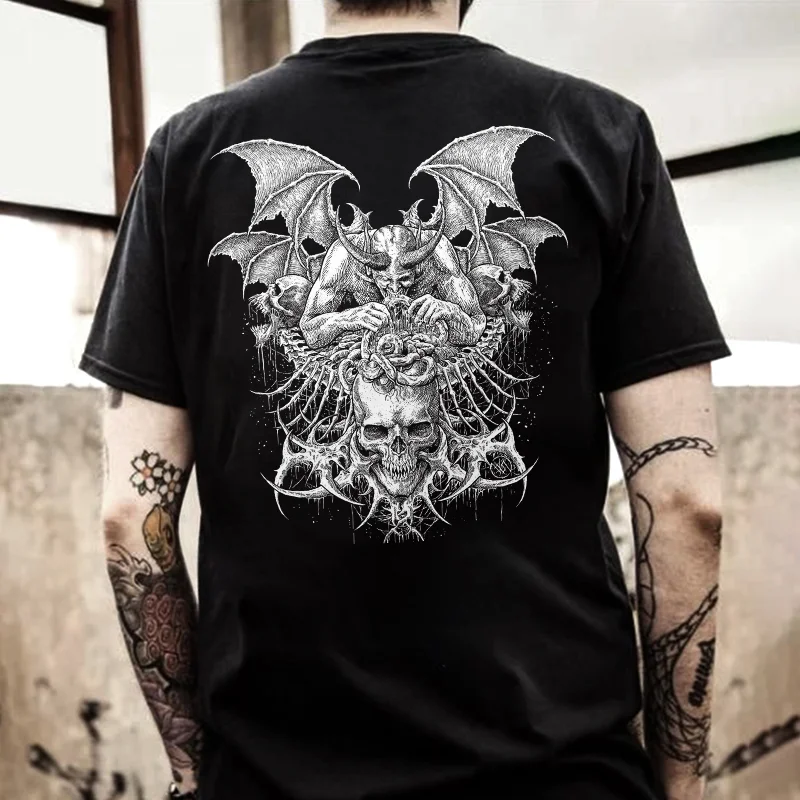 Cruel Goat-Headed Demon Printed Men's T-shirt -  