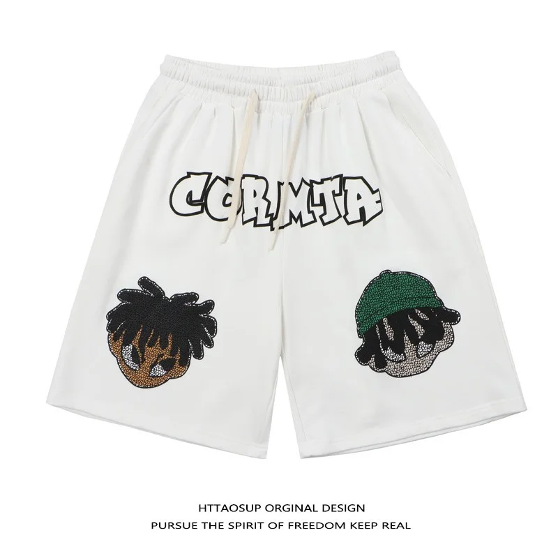 Retro Cartoon Printed Hip-hop Sports Shorts Straight Loose Loose Pants