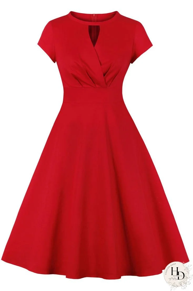 Royal Blue A-Line Midi Cocktail Party Dress