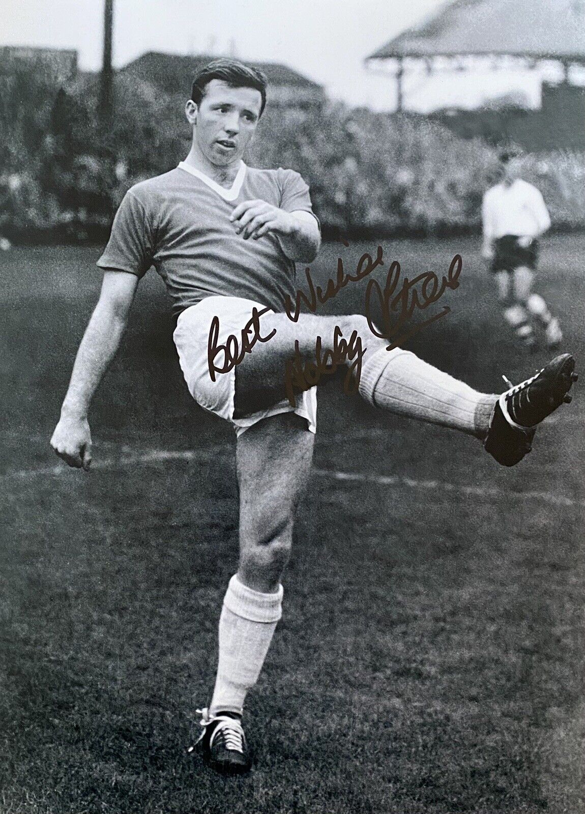 Nobby Stiles Hand Signed Manchester United 16x12 Photo Poster painting, England, 2