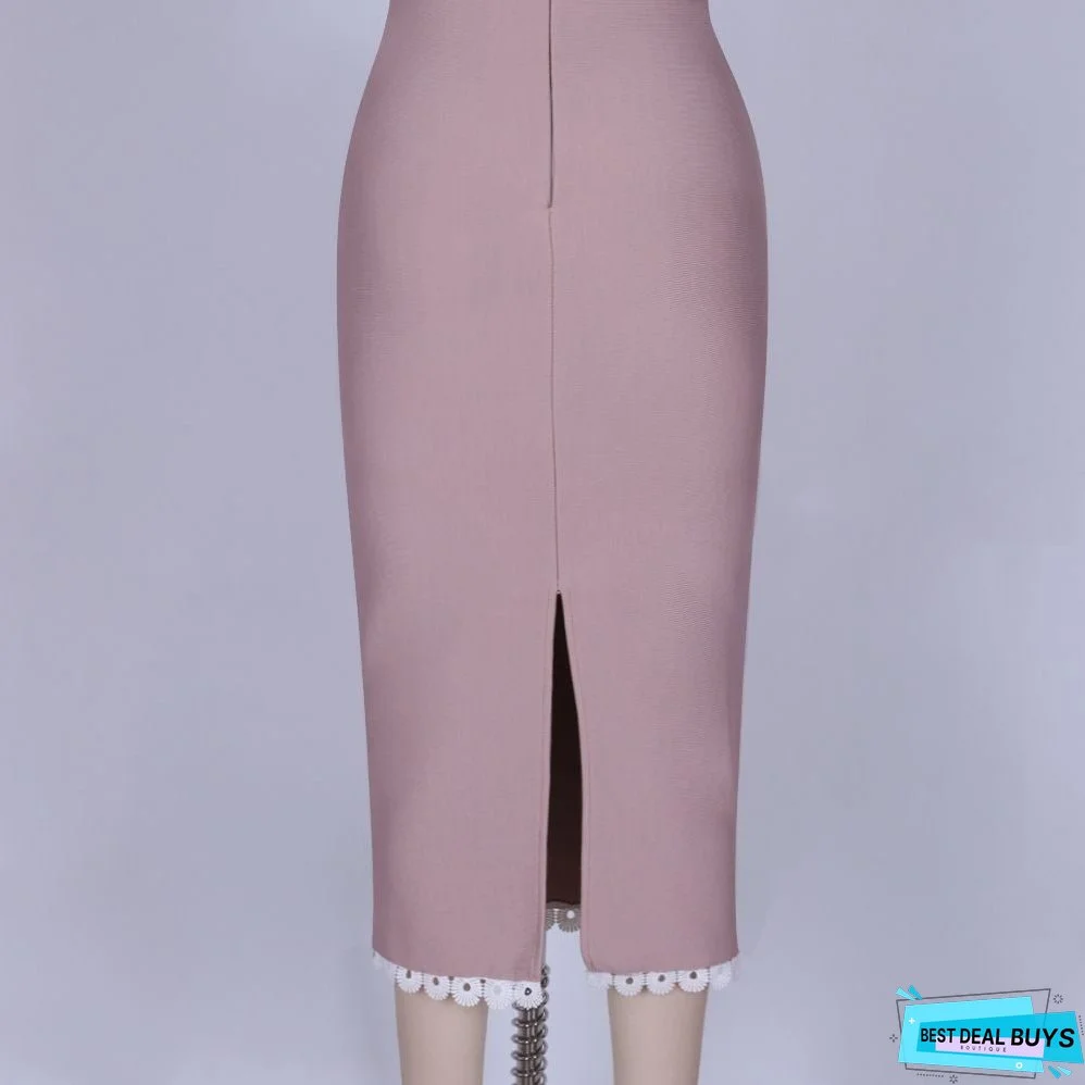 Strappy Sleeveless Frill Over Knee Bandage Dress PZ19194