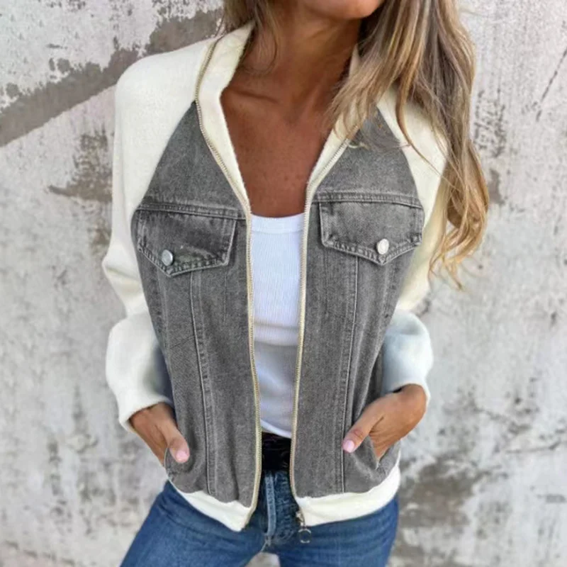 Vintage Patchwork Denim Shoulder Sleeve Jacket