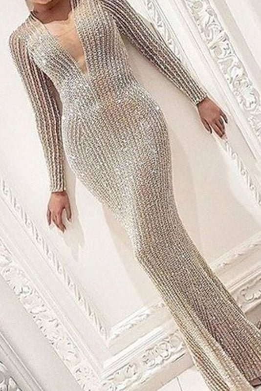 Sexy Long Sleeve Evening dress Formal Gown - Life is Beautiful for You - SheChoic