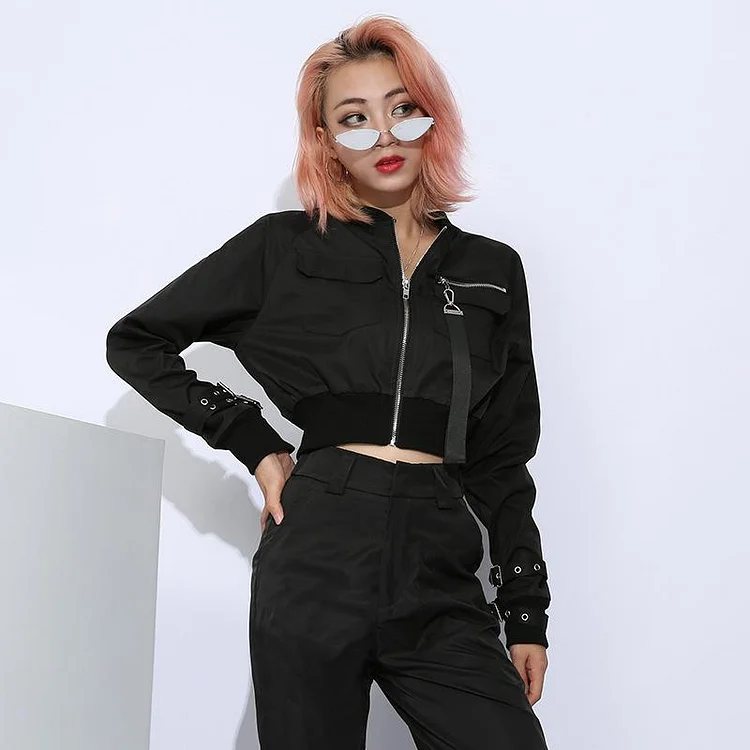 GOTH CROP ZIPPERED JACKET