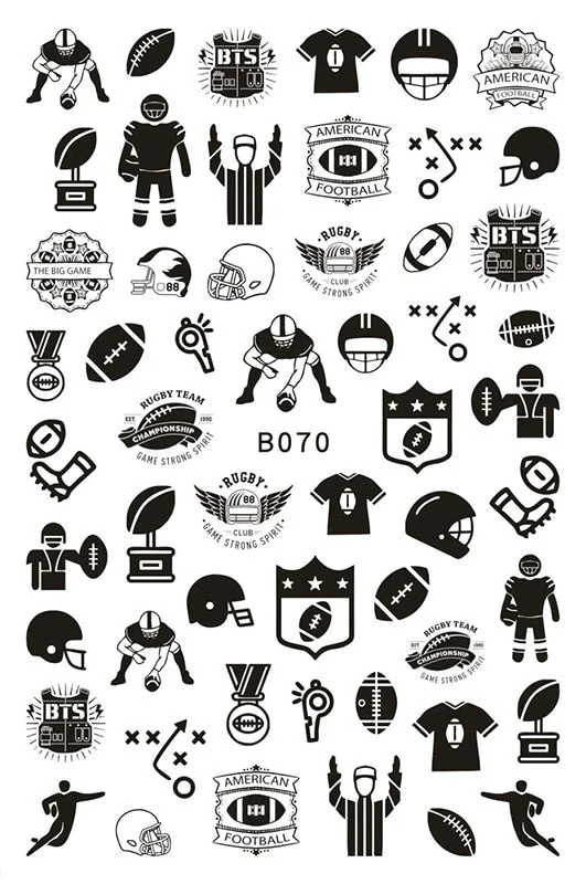 3D Flag Sport Nail Stickers for Manicure Fire Clover Decoration Decals Back Glue Designer Gymnastics Nail Art Sticker