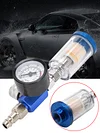 Air Pressure Regulator Gauge & Mini Inline Air Filter Separator JP/EU/US Adapter