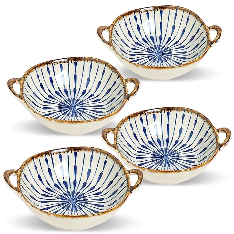 MYVIT Serving Bowl Set 24 Ounces Pasta Bowl, Salad Soup Ramen Bowl Ceramic with Handle