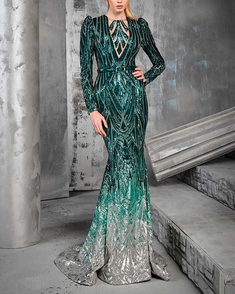 Women's Solid Color Sequins Dress