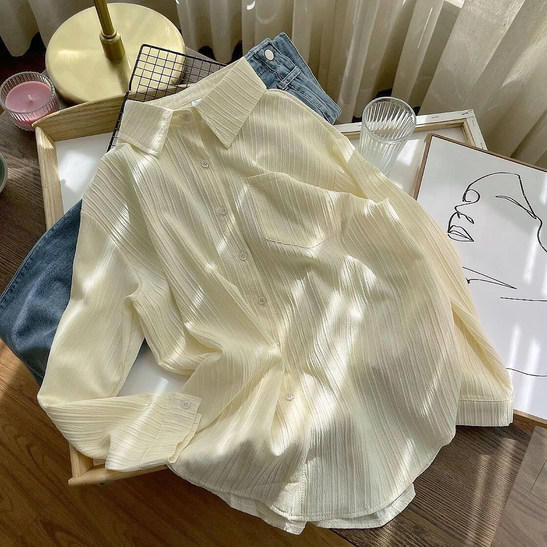 Athvotar Athvotar Design Texture-Sensitive Version Of Long-Sleeved Shirt Women's Spring And Autumn New Fresh Loose Sunscreen Clothes