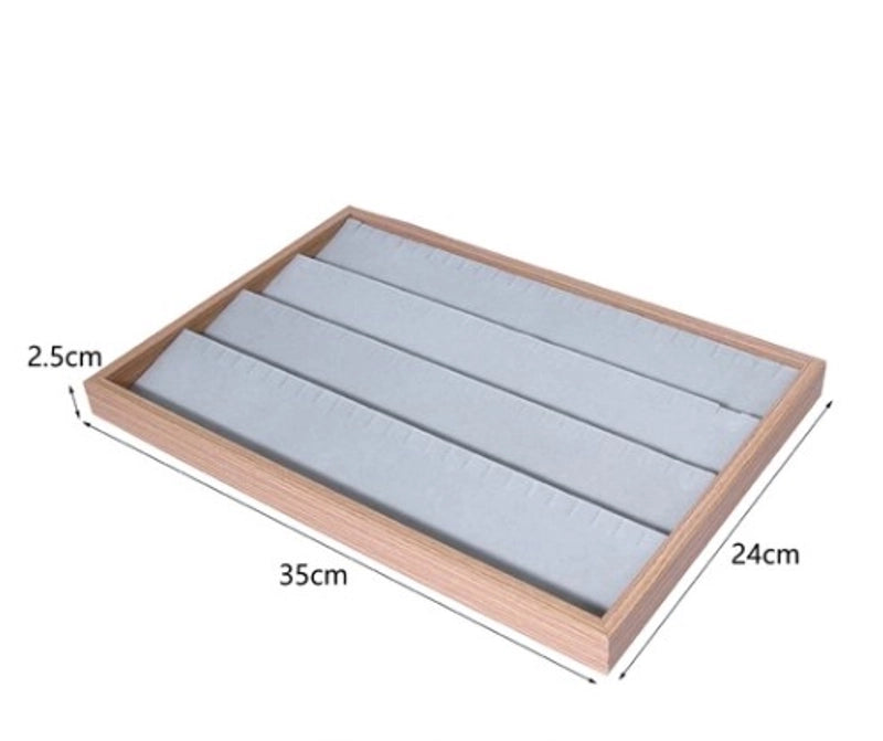 Modern Style Rectangle Wood Flannel Jewelry Rack