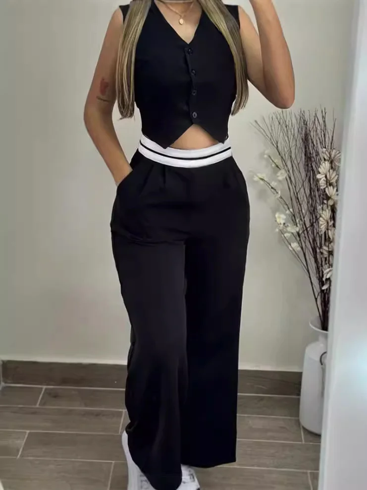 Wongn Wongn The Summer Of 2024, Cross Into Women's Wear Matching Waist Head Stitching Commuter Leisure Suit