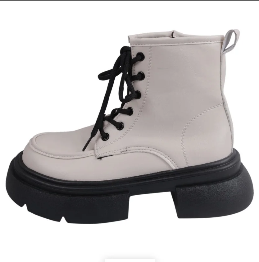 Qengg Thick-Soled Martin Boots In Autumn And Winter 2023 New Retro English Style Short Boots Fried Street Thin Boots