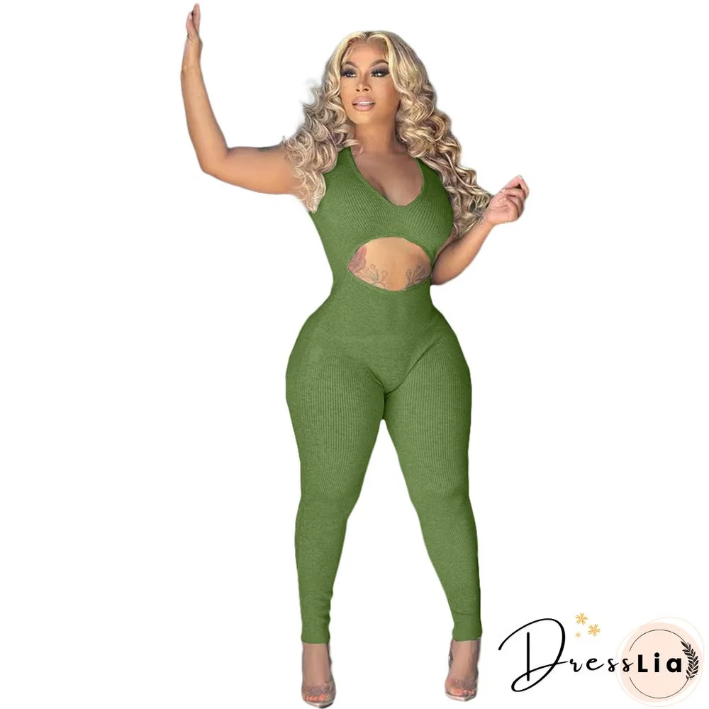 Sleeveless Cut Out Skinny One Piece Jumpsuit