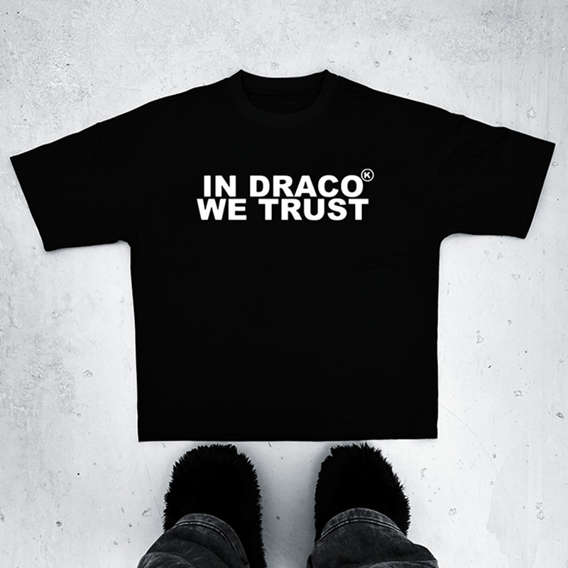 Vintage In Draco We Trust Graphic 100% Cotton T-Shirt