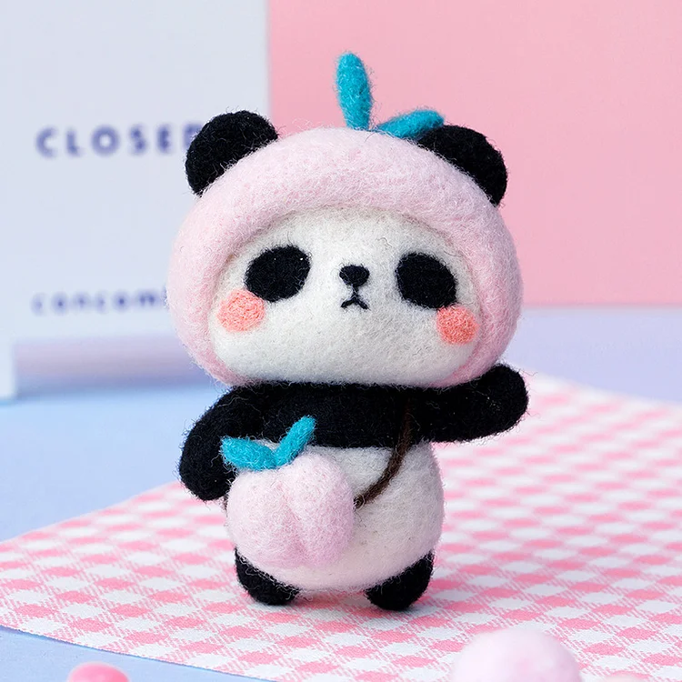 Panda Needle Felting Kit - Peach
