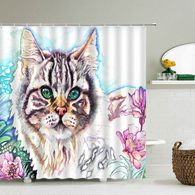 

Shower Curtain – Flowers Cats-180*180cm, 501 Original