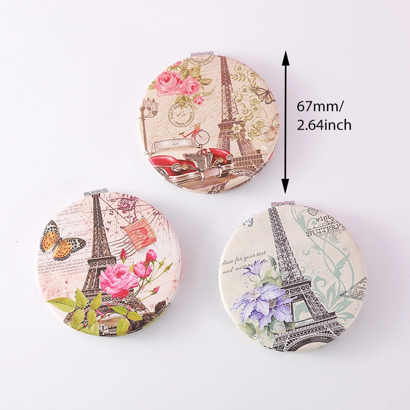 Elegant Classic Style Streetwear Printing Eiffel Tower Pu Leather Mirror 1 Piece